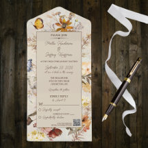 Neutrale Kleur Wildbloemen op Beige met QR Code