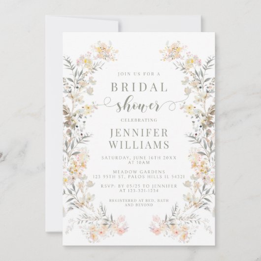 Neutrale kleur Wildflower Wreath Vrijgezellenfeest Kaart (Voorkant)