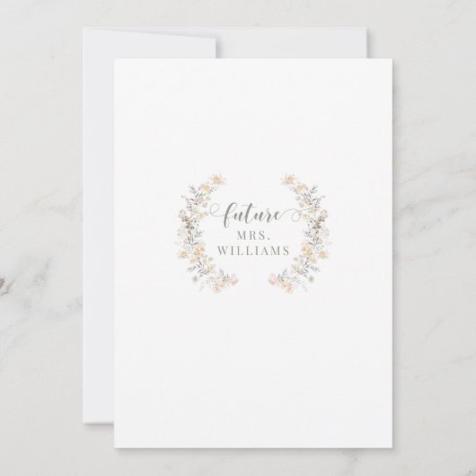 Neutrale kleur Wildflower Wreath Vrijgezellenfeest Kaart (Achterkant)