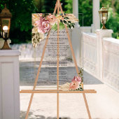 Neutrale Kleuren Boho Bloem Bruiloftsprogramma Acryl Bord
