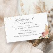 Neutrale Kleuren Boho Bloemen Bruiloft RSVP Kaart