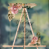 Neutrale Kleuren Boho Bloemen Bruiloft Welkomstbor Acryl Bord (Neutraal)