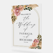 Neutrale Kleuren Boho Bloemen Bruiloft Welkomstbor Acryl Bord (Hoek)