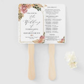 Neutrale Kleuren Boho Bloemig Huwelijksprogramma Handwaaier (Voorkant en achterkant)