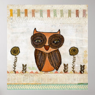 Neutrale kleuren Brown Owl Lace & Bunting Poster A
