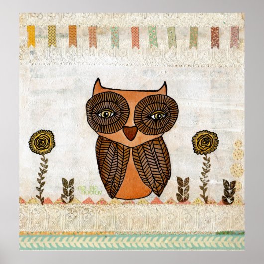 Neutrale kleuren Brown Owl Lace & Bunting Poster A (Voorkant)
