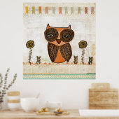 Neutrale kleuren Brown Owl Lace & Bunting Poster A (Keuken)
