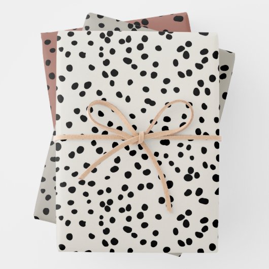 Neutrale kleuren Dalmation Spots Pattern Inpakpapier Vel (In situ)