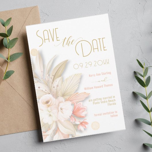 Neutrale kleuren Elegant Save the Date Wedding Kaa Kaart
