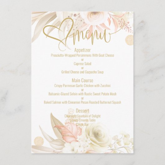 Neutrale kleuren Elegant Wedding 4,5 x 6,25-inch m Menu (Voorkant)
