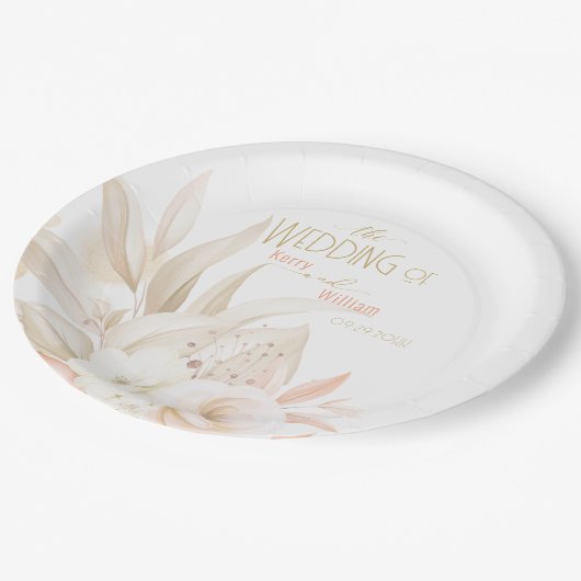 Neutrale kleuren Elegant Wedding Papieren Bordje (Gekanteld)