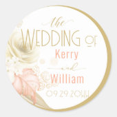 Neutrale kleuren Elegant Wedding Ronde Sticker (Voorkant)