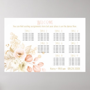 Neutrale kleuren Elegant Wedding Seating Chart Poster