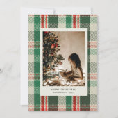 Neutrale kleuren geruite minimalistische foto vaka feestdagenkaart (Voorkant)