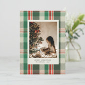Neutrale kleuren geruite minimalistische foto vaka feestdagenkaart (Staand voorkant)