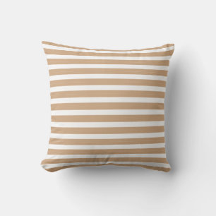 Neutrale kleuren koffie en crème striped buitenkussen