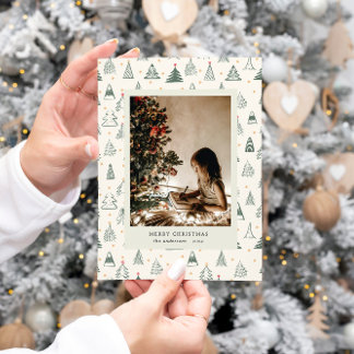 Neutrale kleuren Trees Minimalistische Foto Vakant Feestdagenkaart
