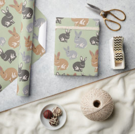 Neutrale kleuren van Cute Rabbit Pattern Wrapping Cadeaupapier