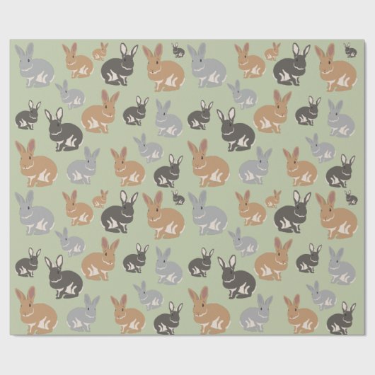 Neutrale kleuren van Cute Rabbit Pattern Wrapping Cadeaupapier (Vlak)