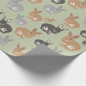 Neutrale kleuren van Cute Rabbit Pattern Wrapping Cadeaupapier (Hoek)