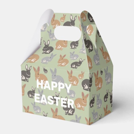 Neutrale kleuren van het Cute Rabbit Pattern Happy Bedankdoosjes (Achterkant)