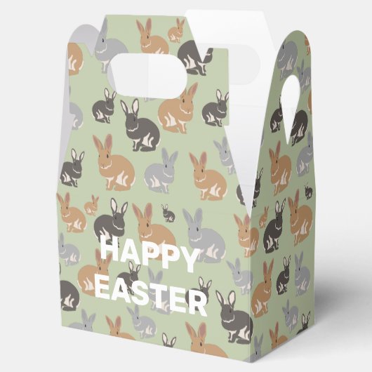 Neutrale kleuren van het Cute Rabbit Pattern Happy Bedankdoosjes (Geopend)