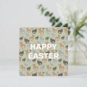 Neutrale kleuren van het Cute Rabbit Pattern Happy Feestdagenkaart (Staand voorkant)