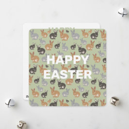 Neutrale kleuren van het Cute Rabbit Pattern Happy Feestdagenkaart
