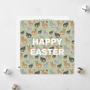 Neutrale kleuren van het Cute Rabbit Pattern Happy Feestdagenkaart