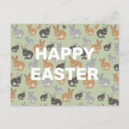 Neutrale kleuren van het Cute Rabbit Pattern Happy Feestdagenkaart