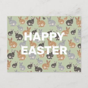 Neutrale kleuren van het Cute Rabbit Pattern Happy Feestdagenkaart