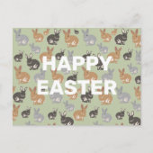 Neutrale kleuren van het Cute Rabbit Pattern Happy Feestdagenkaart (Voorkant)