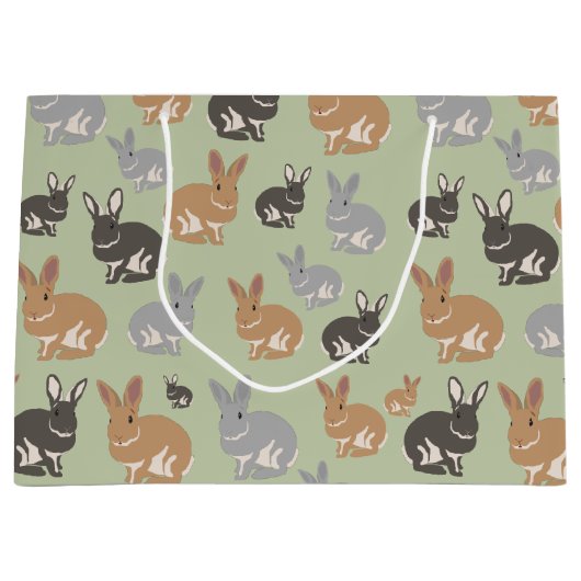 Neutrale kleuren van het Cute Rabbit Pattern-patro Groot Cadeauzakje (Voorkant)