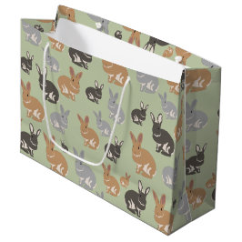 Neutrale kleuren van het Cute Rabbit Pattern-patro Groot Cadeauzakje