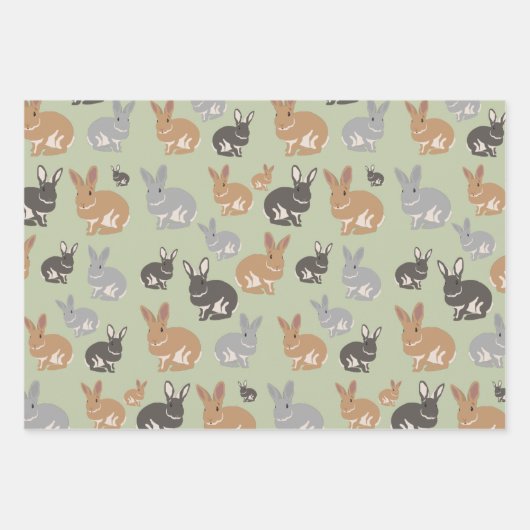Neutrale kleuren van het Cute Rabbit Pattern-patro Inpakpapier Vel (Voorkant 2)