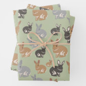 Neutrale kleuren van het Cute Rabbit Pattern-patro Inpakpapier Vel (In situ)