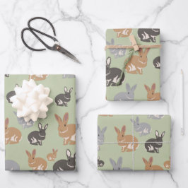 Neutrale kleuren van het Cute Rabbit Pattern-patro Inpakpapier Vel