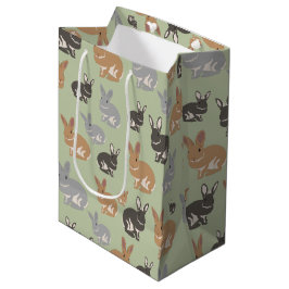 Neutrale kleuren van het Cute Rabbit Pattern-patro Medium Cadeauzakje