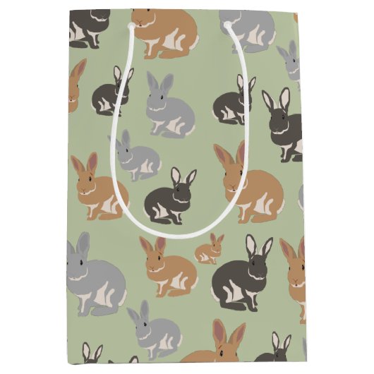 Neutrale kleuren van het Cute Rabbit Pattern-patro Medium Cadeauzakje (Voorkant)