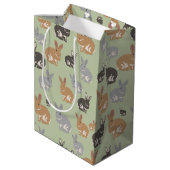 Neutrale kleuren van het Cute Rabbit Pattern-patro Medium Cadeauzakje (Achterkant Gekanteld)