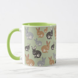 Neutrale kleuren van het Cute Rabbit Pattern-patro Mok