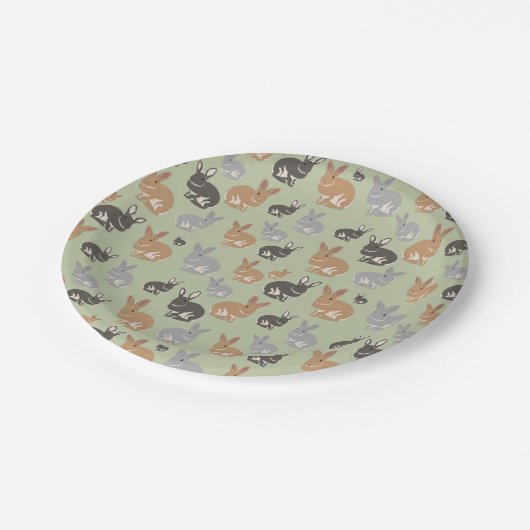 Neutrale kleuren van het Cute Rabbit Pattern-patro Papieren Bordje (Gekanteld)