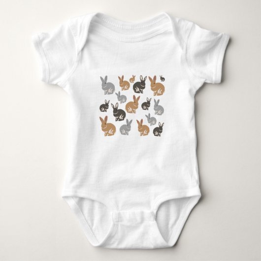 Neutrale kleuren van het Cute Rabbit Pattern-patro Romper (Voorkant)