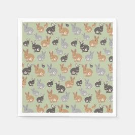 Neutrale kleuren van het Cute Rabbit Pattern-patro Servet