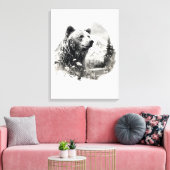Neutrale kleuren Waterverf beer in het bos Canvas Afdruk (Insitu (Woonkamer))