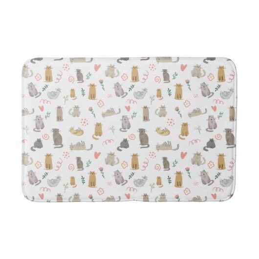 Neutrale kleurenillustratie witte katten badmat (Voorkant)