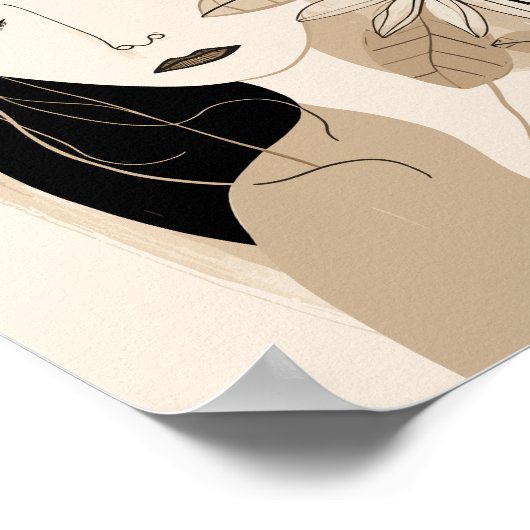 Neutrale kleurenvrouw met ventilator Boho Poster (Hoek)