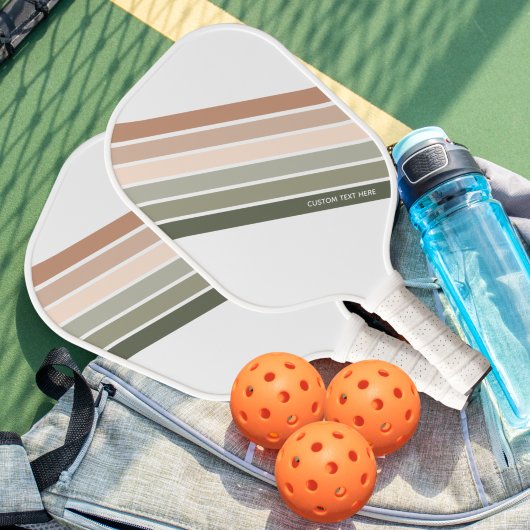 Neutrale kleurstrips voor de Aarde Aangepaste teks Pickleball Paddle