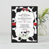 Neutrale Koe Afdrukuitnodiging Baby shower Kaart (Staand voorkant)