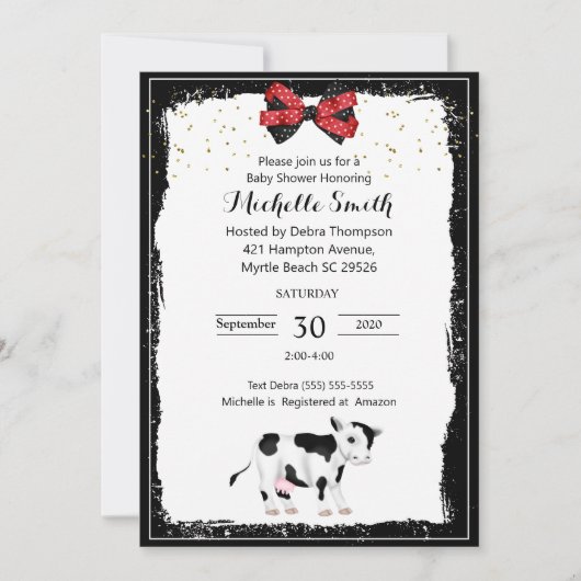 Neutrale Koe Druk op Baby douwer Invitaties Kaart (Voorkant)